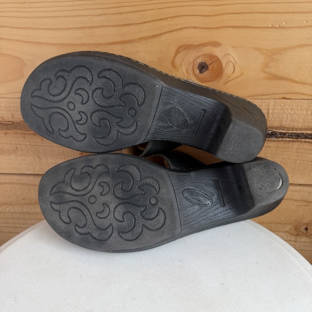 Born Salina Sandals 11/43 Black Leather Adjustable Buckles Slip-on Chunky *Wear - Picture 5 of 6